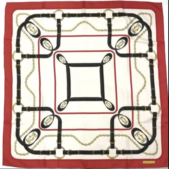 Cartier “le must de Cartier” silk scarf EUC aprox 33” square - Picture 1 of 11